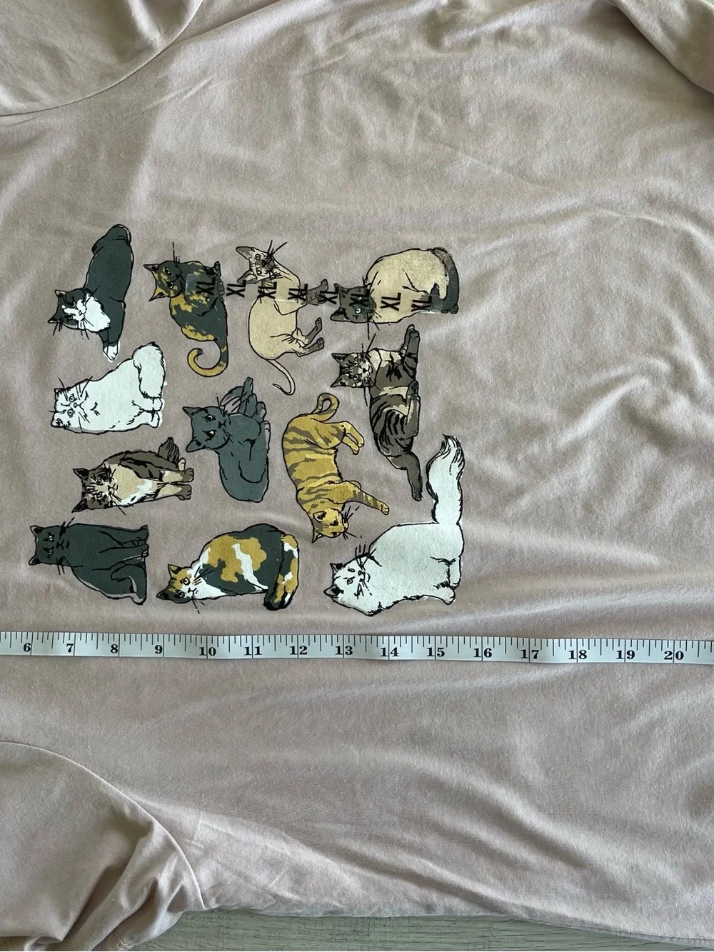 Mighty Fine size extra large cat kitty T shirt mauve pink new with tags NWT new
